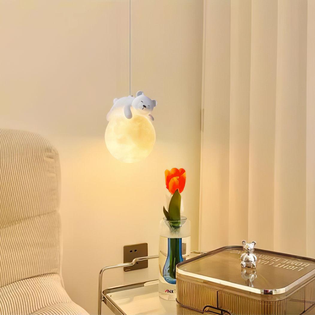 Lustra Suspension Lampe Ours Lune pour Chambre d&