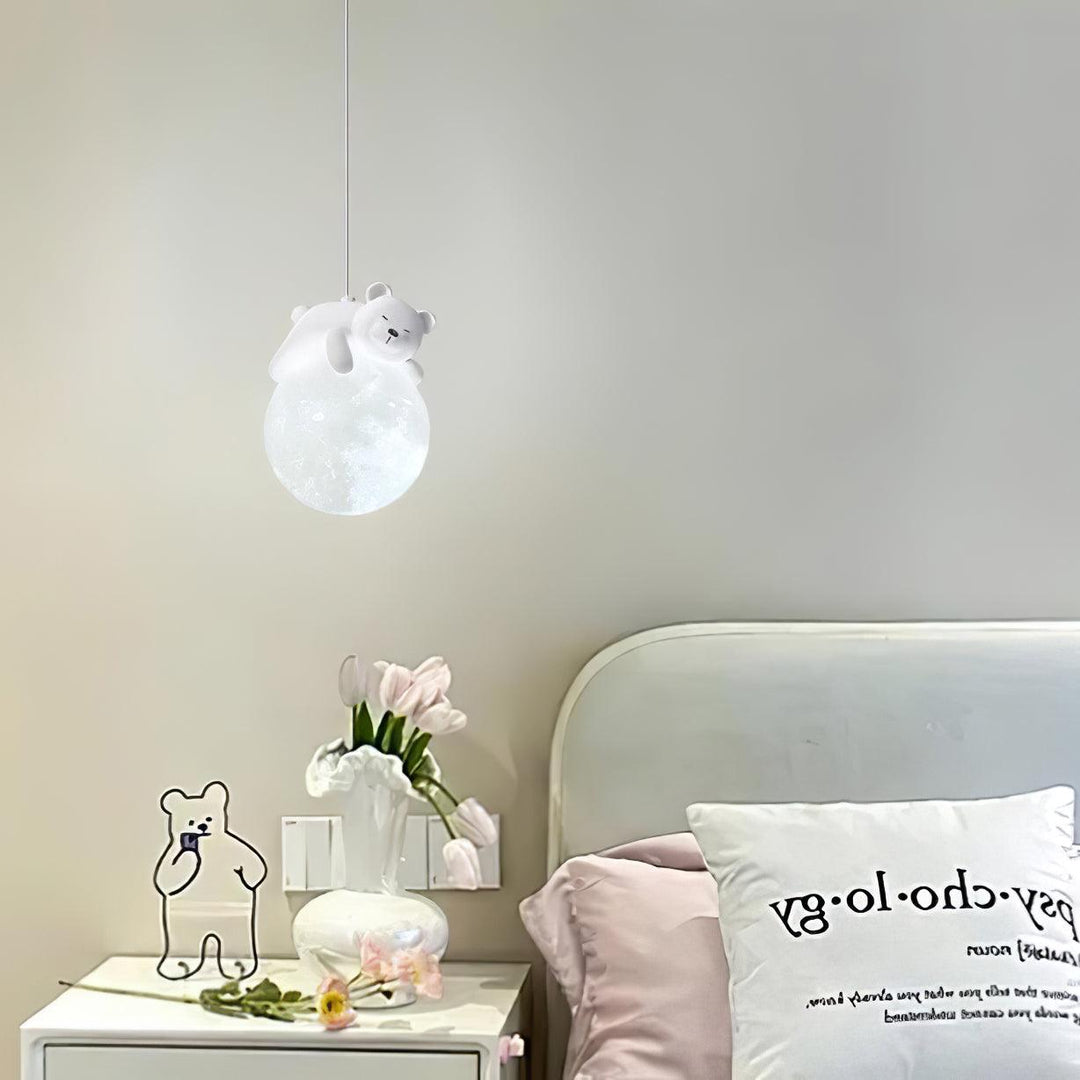Lustra Suspension Lampe Ours Lune pour Chambre d&