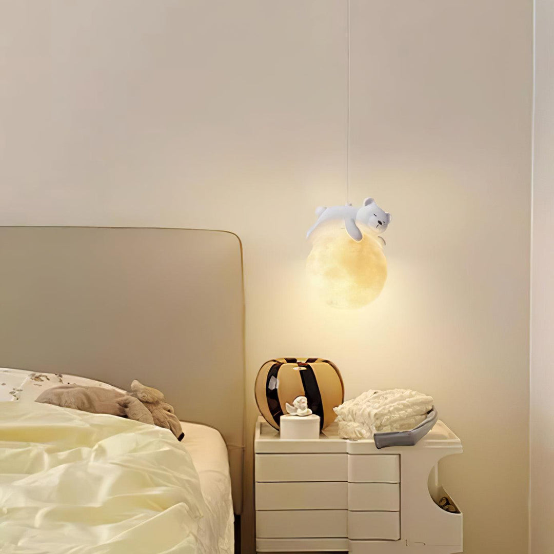 Lustra Suspension Lampe Ours Lune pour Chambre d&