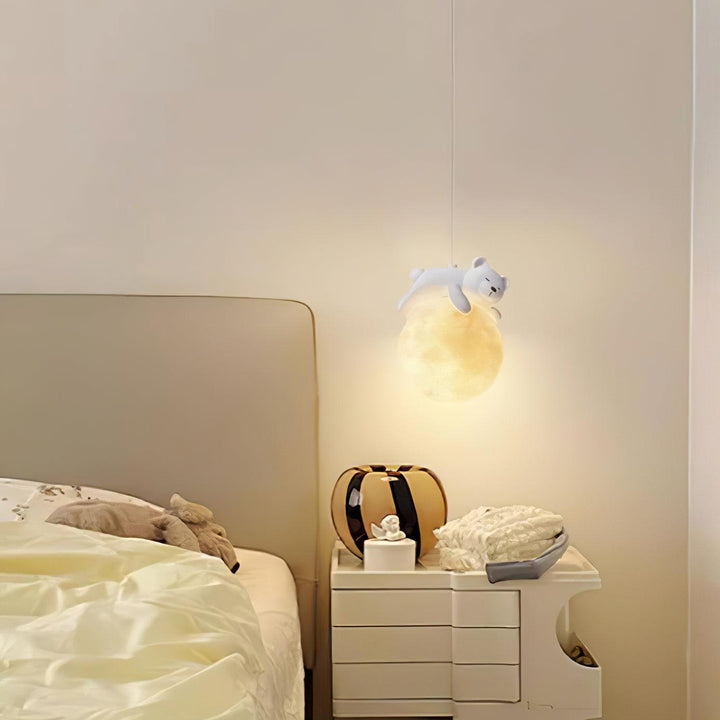 Lustra Suspension Lampe Ours Lune pour Chambre d&