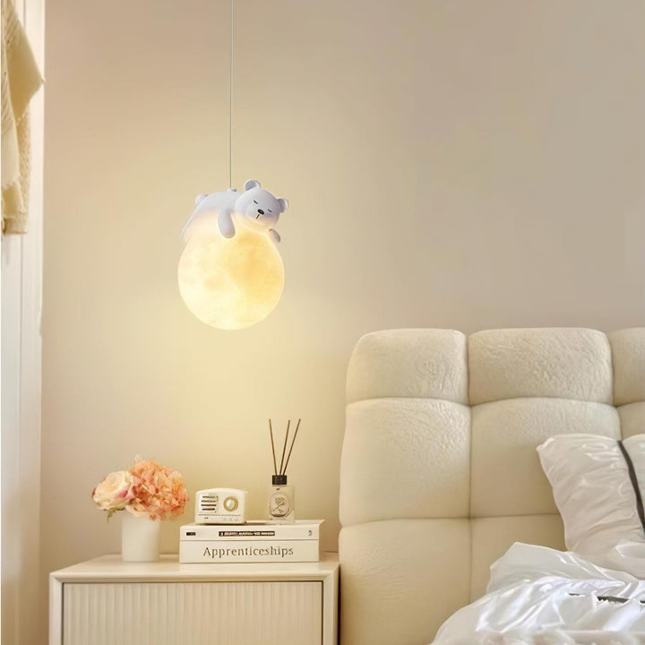 Lustra Suspension Lampe Ours Lune pour Chambre d&