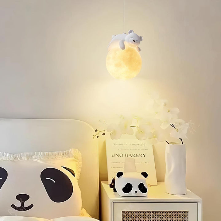 Lustra Suspension Lampe Ours Lune pour Chambre d&
