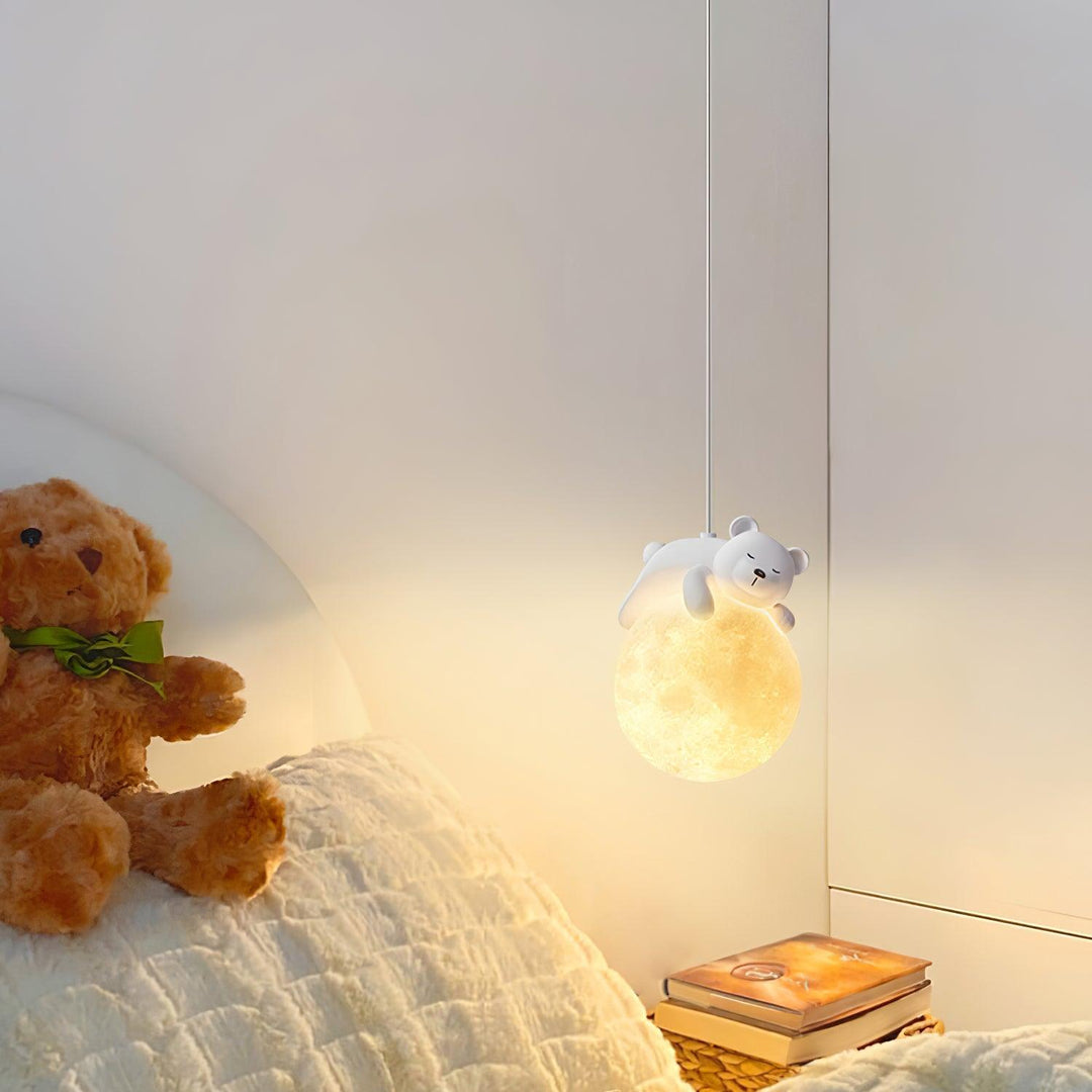 Lustra Suspension Lampe Ours Lune pour Chambre d&