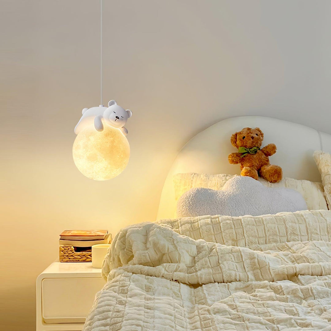 Lustra Suspension Lampe Ours Lune pour Chambre d&