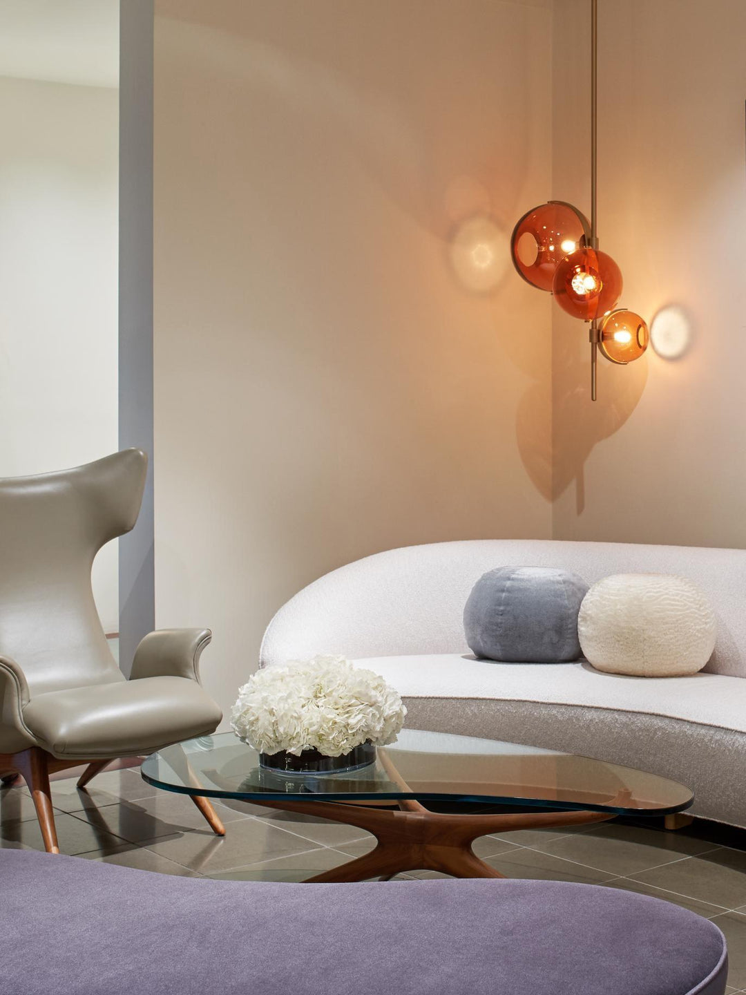 Lustra Chandelier Boule en Verre Ambre - Neutralighting