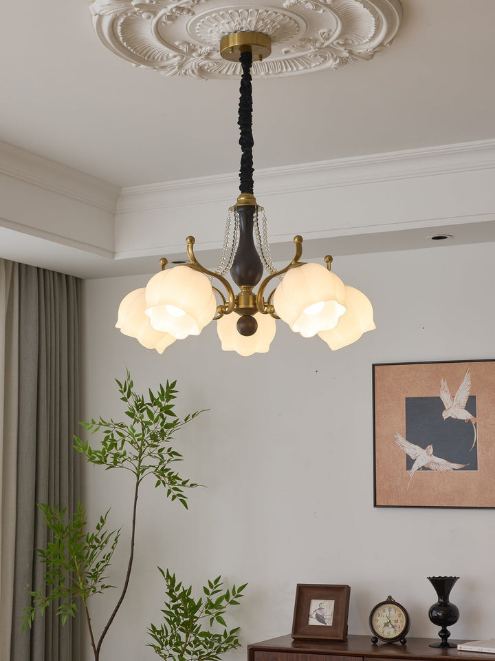 Lustra Chandelier Bois Verre Vintage - Neutralighting