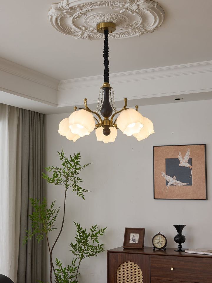 Lustra Chandelier Bois Verre Vintage - Neutralighting