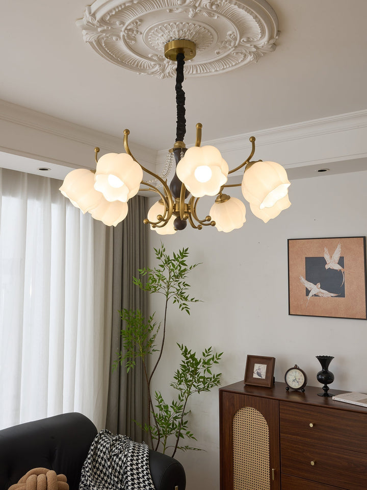 Lustra Chandelier Bois Verre Vintage - Neutralighting