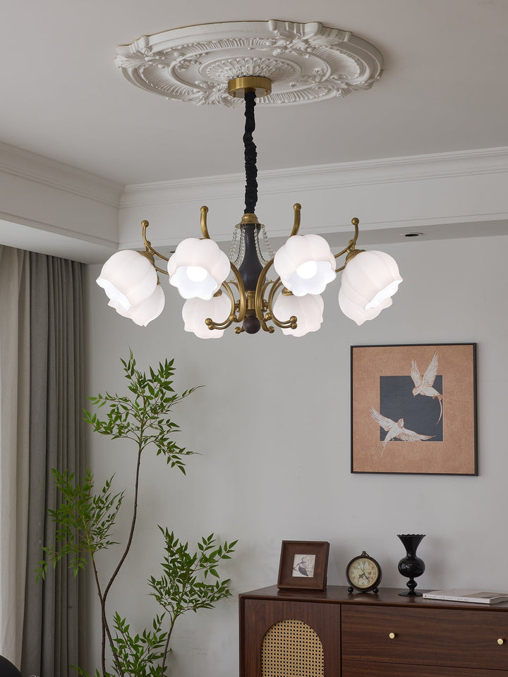 Lustra Chandelier Bois Verre Vintage - Neutralighting