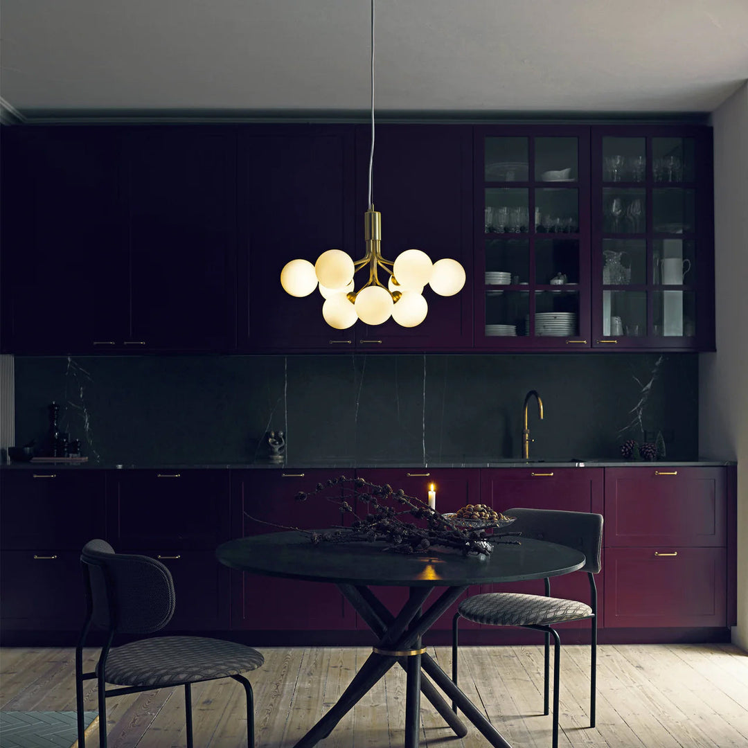 Lustra Suspension en Verre Globe Cluster Laiton - Neutralighting