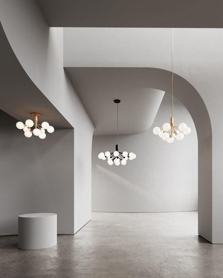 Lustra Suspension en Verre Globe Cluster Laiton - Neutralighting