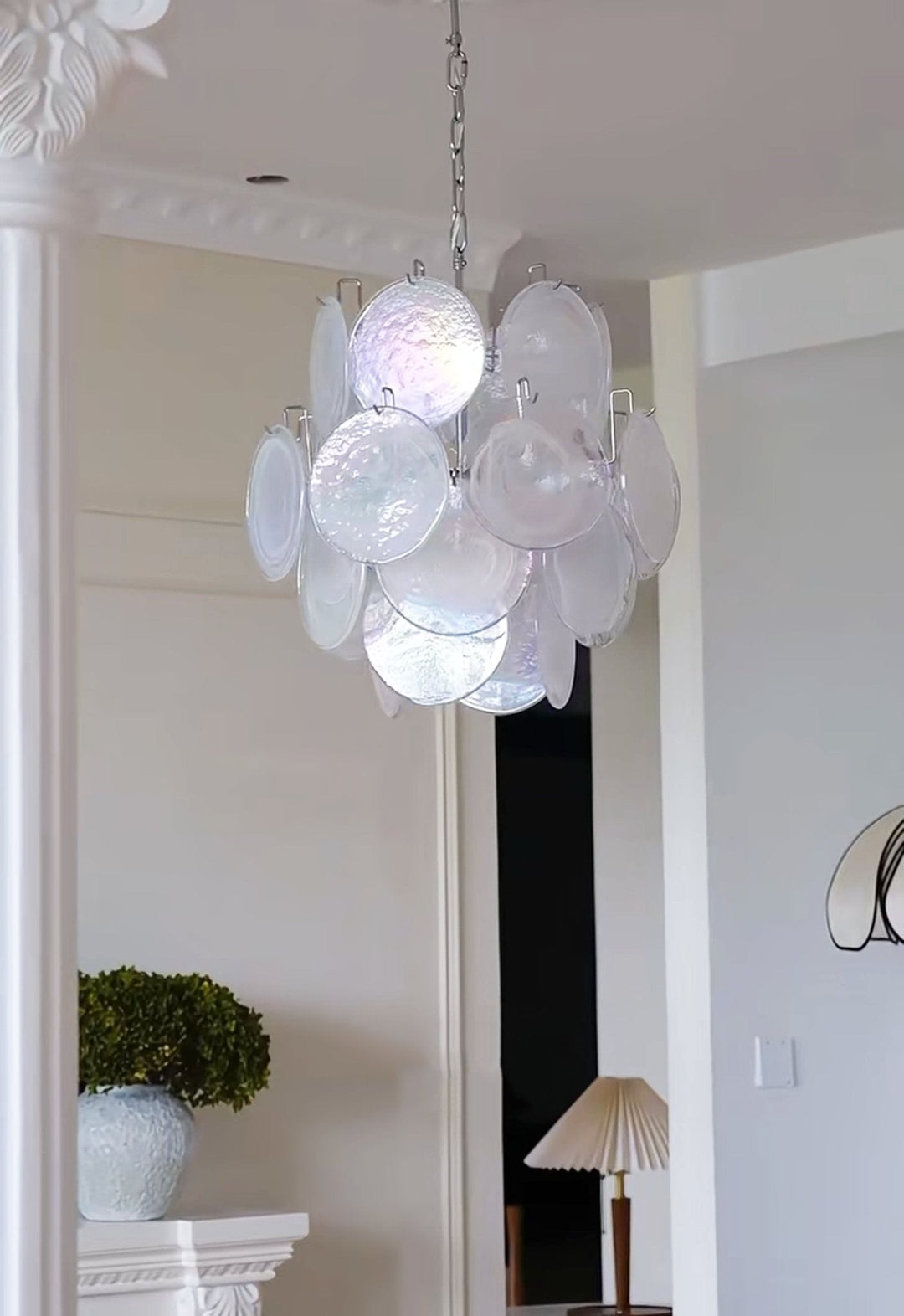 Aurora Lustre Abricot Murano Verre Disque Superposé Artistique - Neutralighting