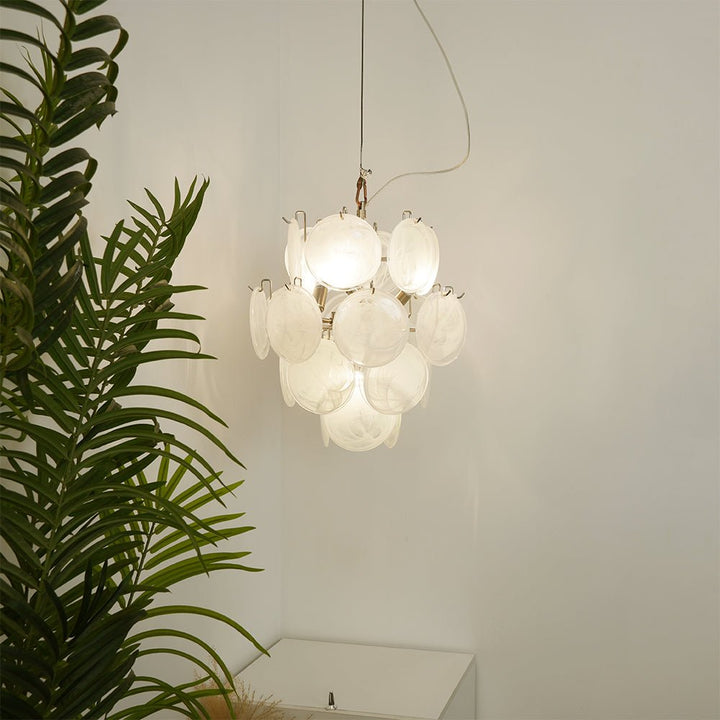 Aurora Lustre Abricot Murano Verre Disque Superposé Artistique - Neutralighting