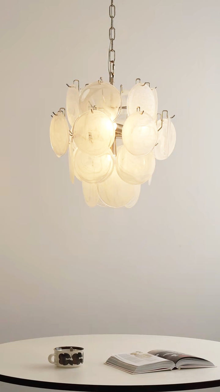 Aurora Lustre Abricot Murano Verre Disque Superposé Artistique - Neutralighting