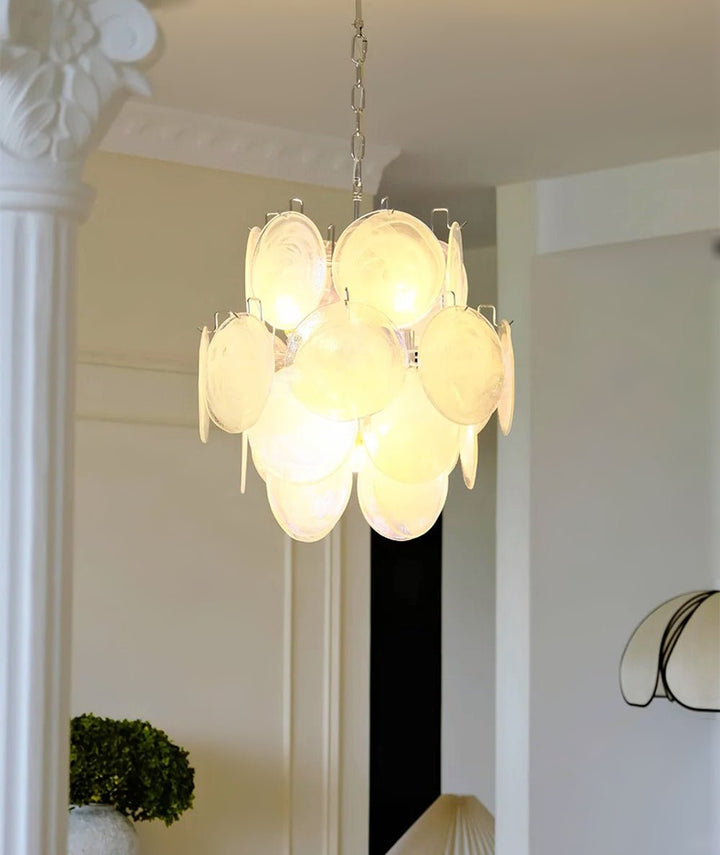 Aurora Lustre Abricot Murano Verre Disque Superposé Artistique - Neutralighting