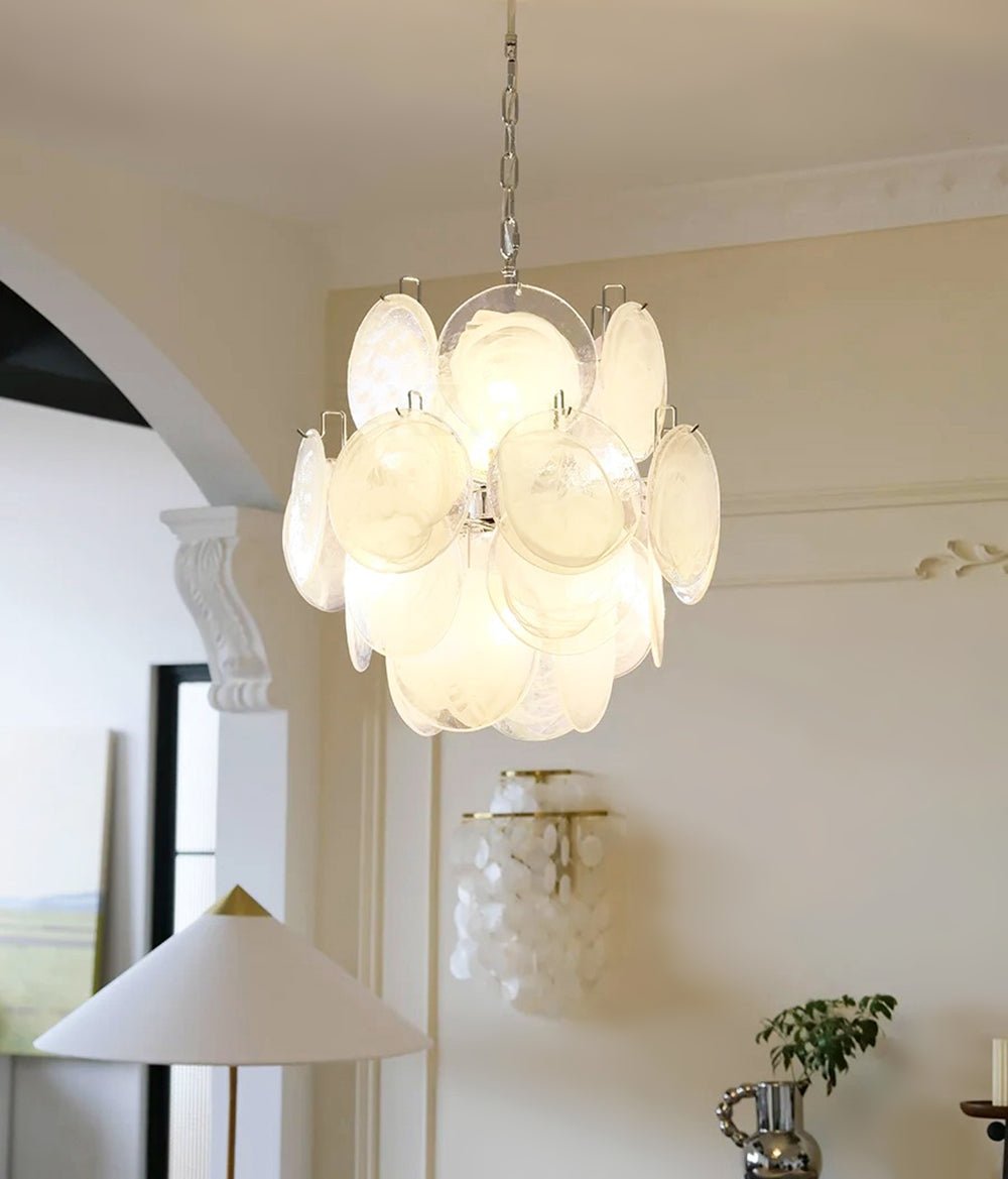 Aurora Lustre Abricot Murano Verre Disque Superposé Artistique - Neutralighting