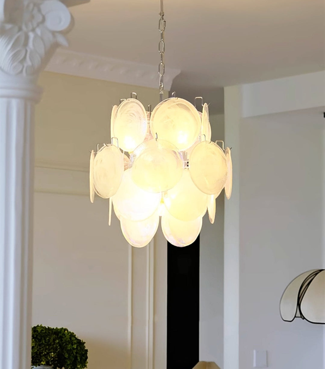 Aurora Lustre Abricot Murano Verre Disque Superposé Artistique - Neutralighting