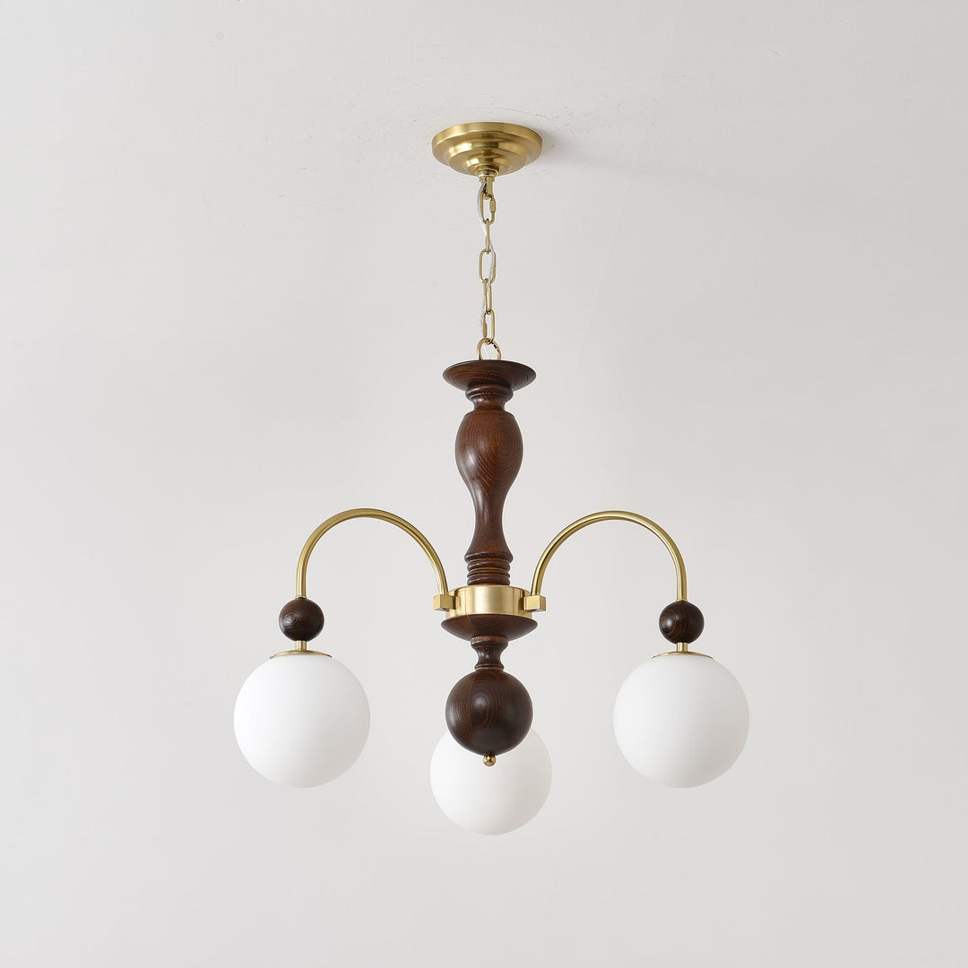 Lustra Suspension Lampe Globe en Noyer et Laiton Vintage - Neutralighting