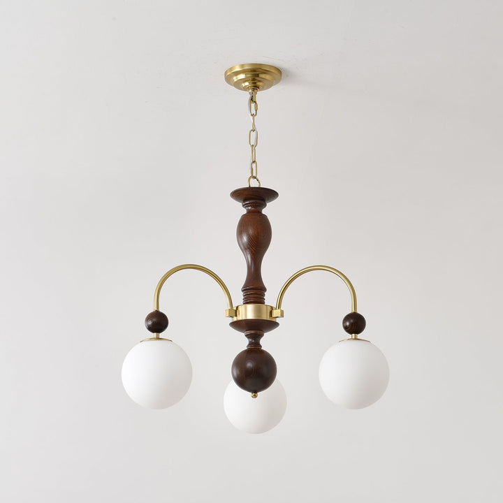 Lustra Suspension Lampe Globe en Noyer et Laiton Vintage - Neutralighting