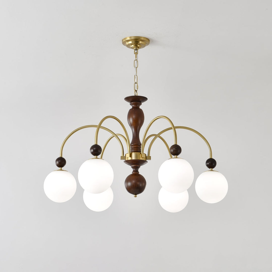 Lustra Suspension Lampe Globe en Noyer et Laiton Vintage - Neutralighting