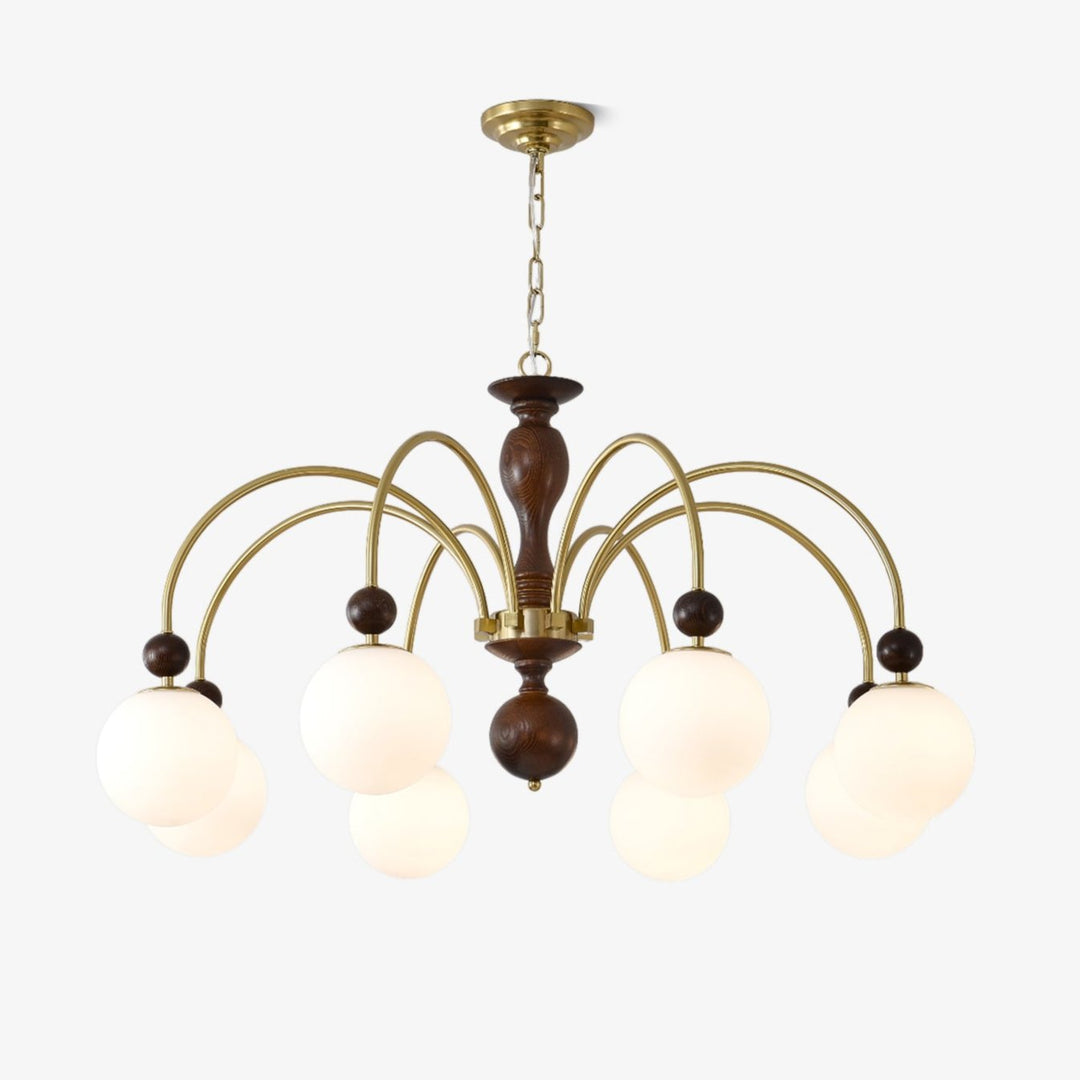 Lustra Suspension Lampe Globe en Noyer et Laiton Vintage - Neutralighting