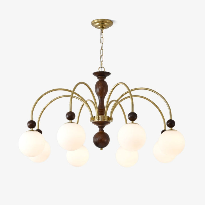 Lustra Suspension Lampe Globe en Noyer et Laiton Vintage - Neutralighting