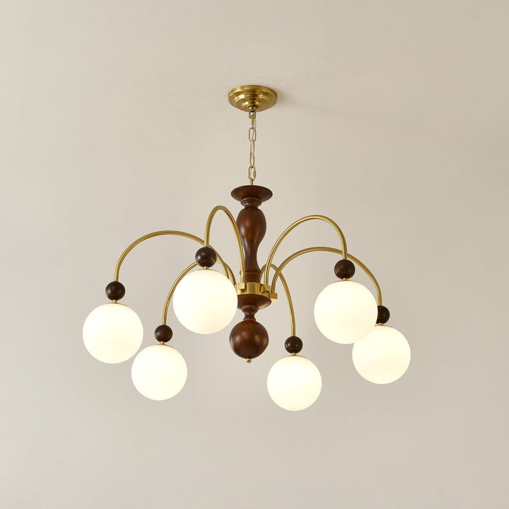 Lustra Suspension Lampe Globe en Noyer et Laiton Vintage - Neutralighting