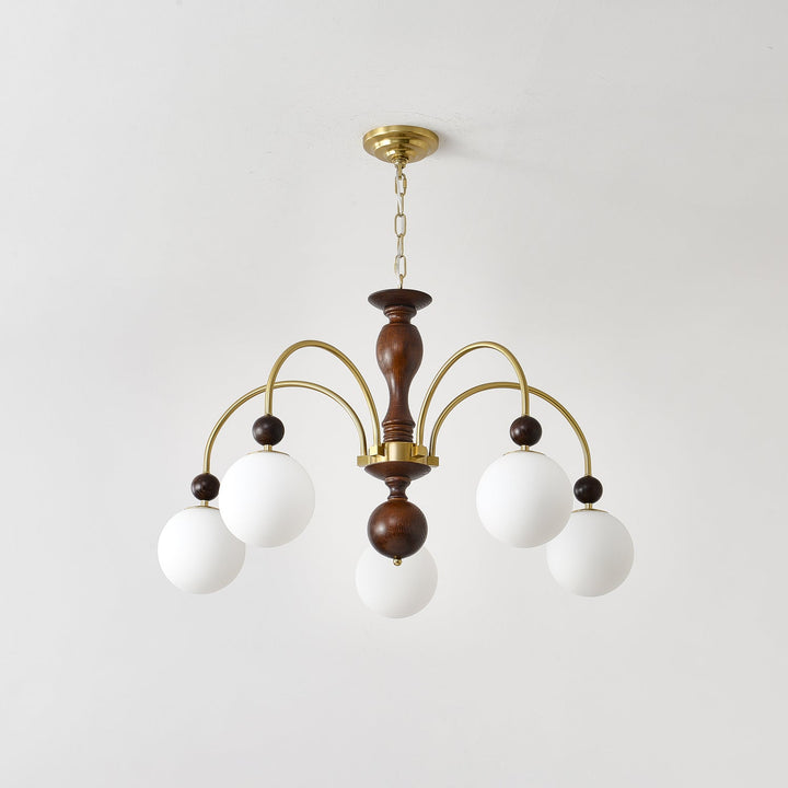 Lustra Suspension Lampe Globe en Noyer et Laiton Vintage - Neutralighting