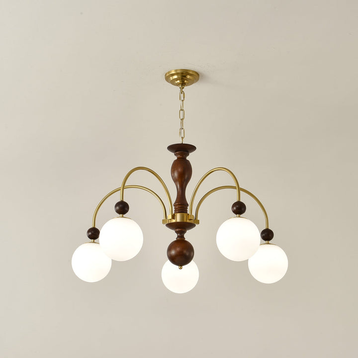 Lustra Suspension Lampe Globe en Noyer et Laiton Vintage - Neutralighting
