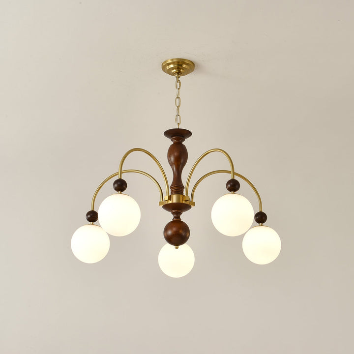 Lustra Suspension Lampe Globe en Noyer et Laiton Vintage - Neutralighting