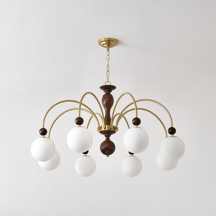 Lustra Suspension Lampe Globe en Noyer et Laiton Vintage - Neutralighting