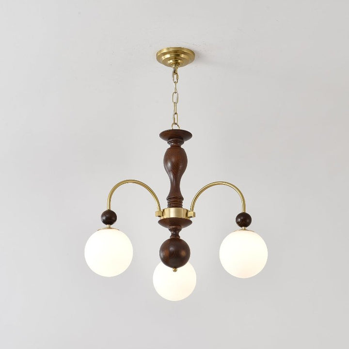 Lustra Suspension Lampe Globe en Noyer et Laiton Vintage - Neutralighting