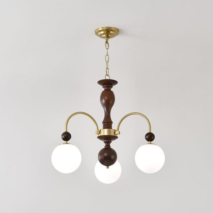 Lustra Suspension Lampe Globe en Noyer et Laiton Vintage - Neutralighting