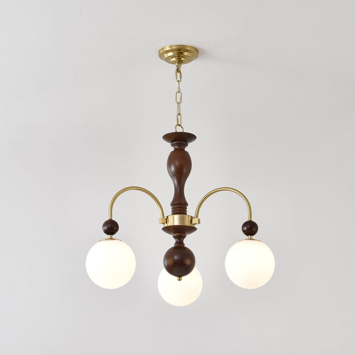 Lustra Suspension Lampe Globe en Noyer et Laiton Vintage - Neutralighting