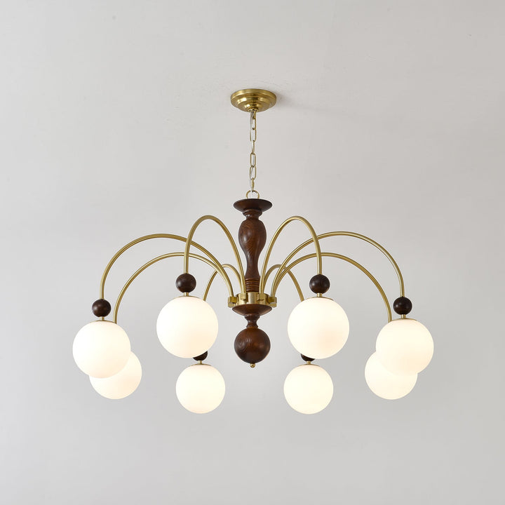 Lustra Suspension Lampe Globe en Noyer et Laiton Vintage - Neutralighting