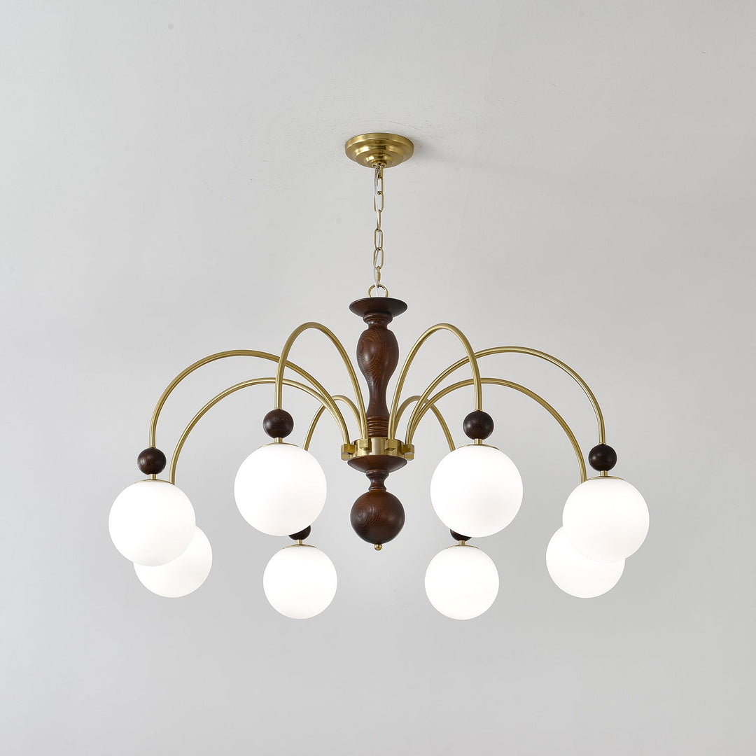Lustra Suspension Lampe Globe en Noyer et Laiton Vintage - Neutralighting