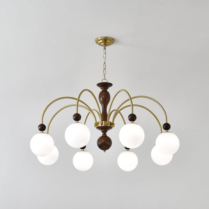 Lustra Suspension Lampe Globe en Noyer et Laiton Vintage - Neutralighting