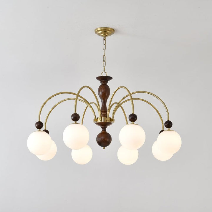 Lustra Suspension Lampe Globe en Noyer et Laiton Vintage - Neutralighting