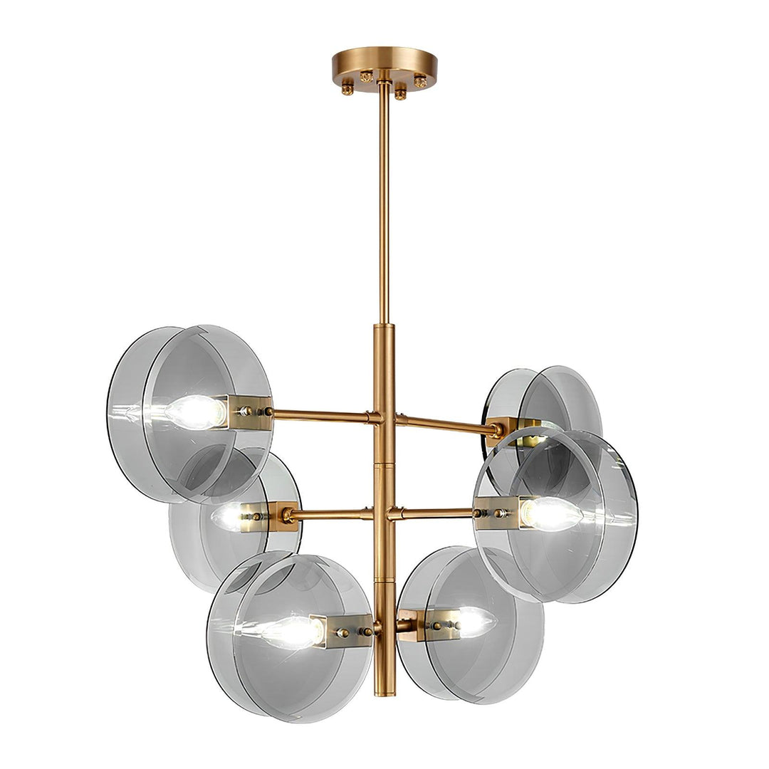Aurora Chandelier en Verre Fumé Rond Superposé - Neutralighting