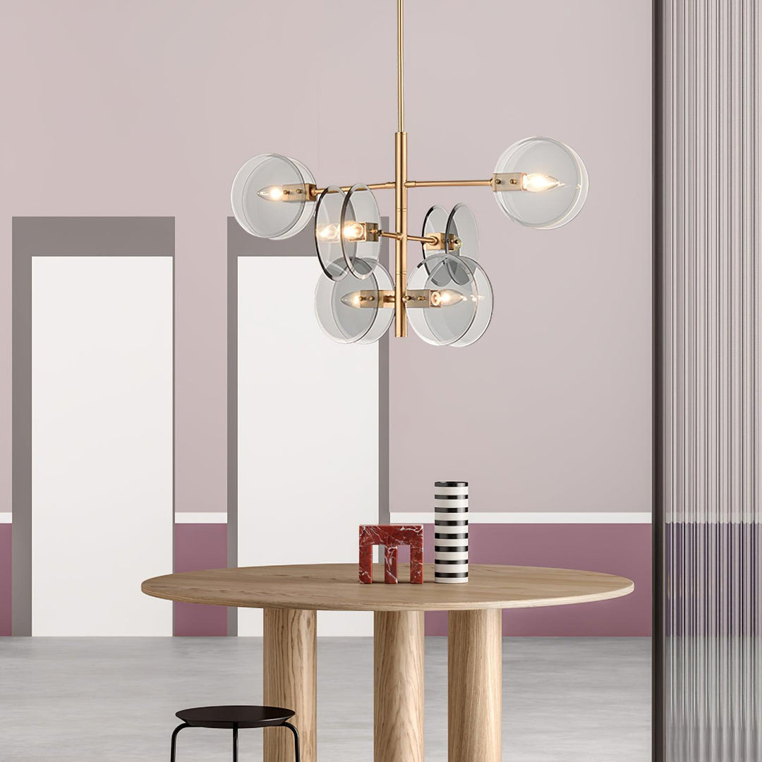 Aurora Chandelier en Verre Fumé Rond Superposé - Neutralighting