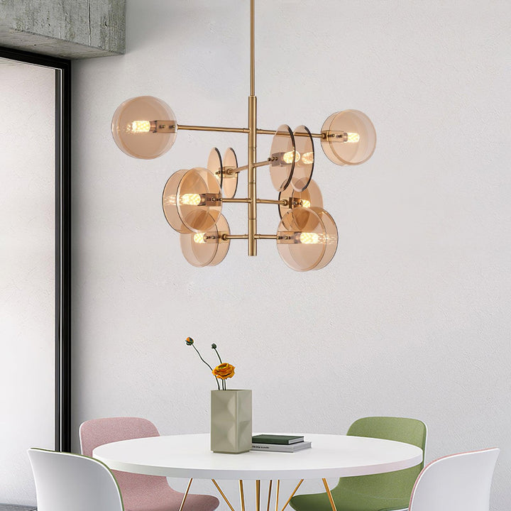 Aurora Chandelier en Verre Fumé Rond Superposé - Neutralighting