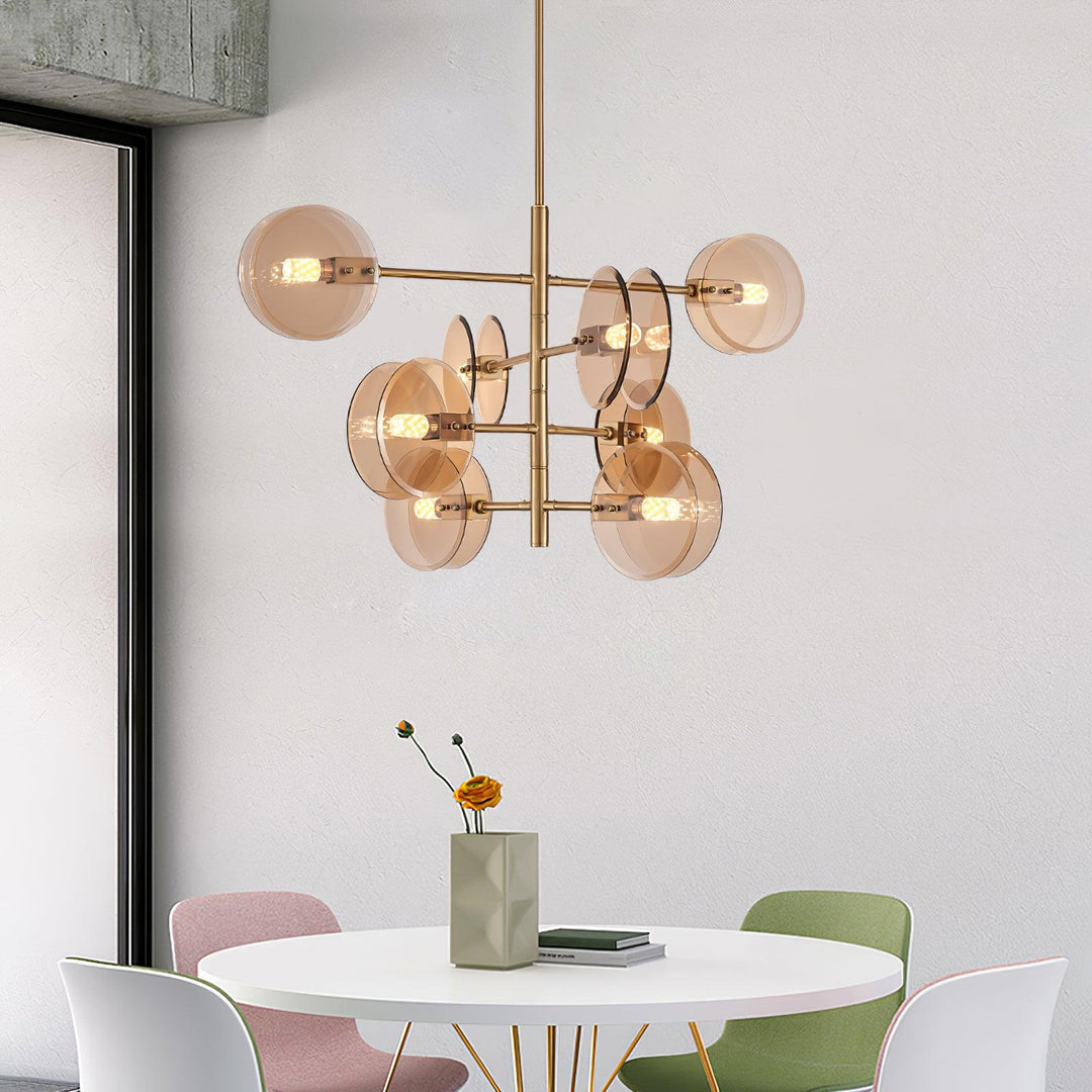 Aurora Chandelier en Verre Fumé Rond Superposé - Neutralighting
