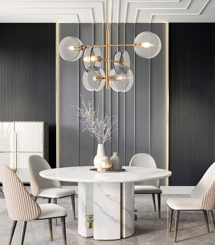 Aurora Chandelier en Verre Fumé Rond Superposé - Neutralighting