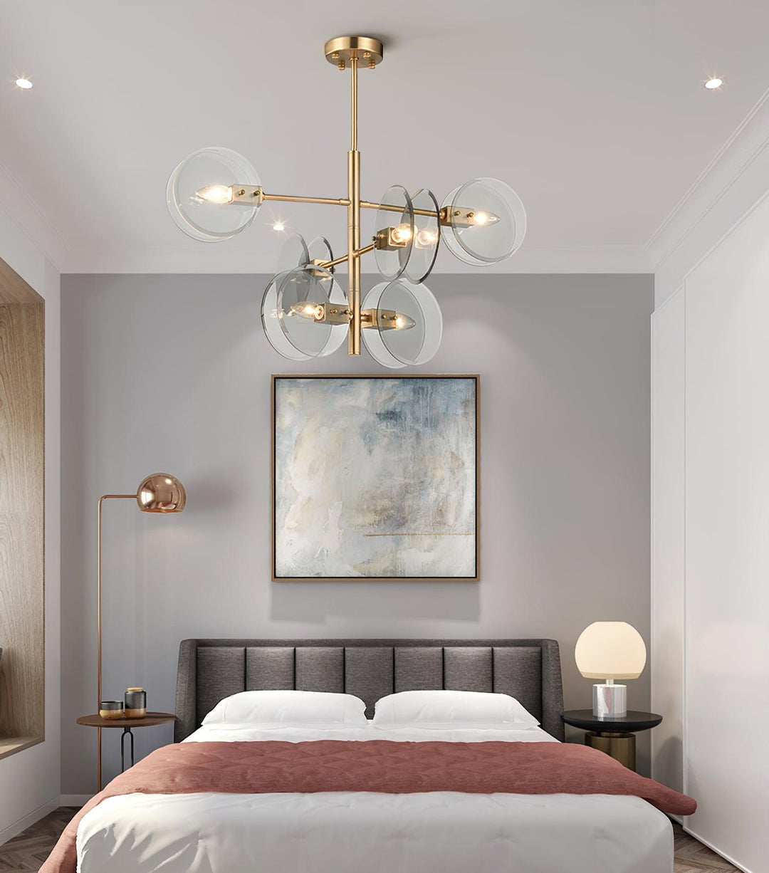 Aurora Chandelier en Verre Fumé Rond Superposé - Neutralighting