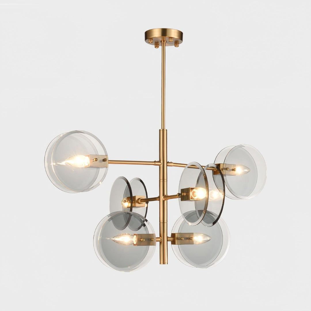 Aurora Chandelier en Verre Fumé Rond Superposé - Neutralighting