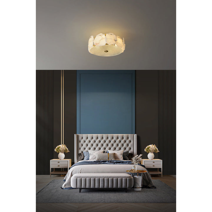 Zoruvys Sophistiqué Disque Plat Albâtre Verre Plafonnier - Neutralighting