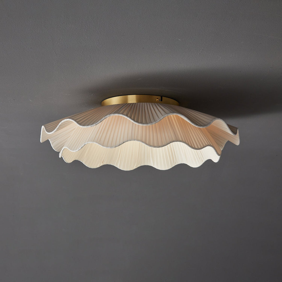 Mylirira Plafonnier en Laiton Tissu Vague Élégance Premium - Neutralighting