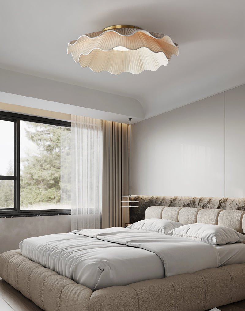 Mylirira Plafonnier en Laiton Tissu Vague Élégance Premium - Neutralighting