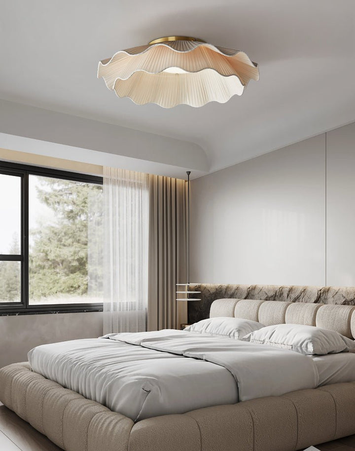 Mylirira Plafonnier en Laiton Tissu Vague Élégance Premium - Neutralighting