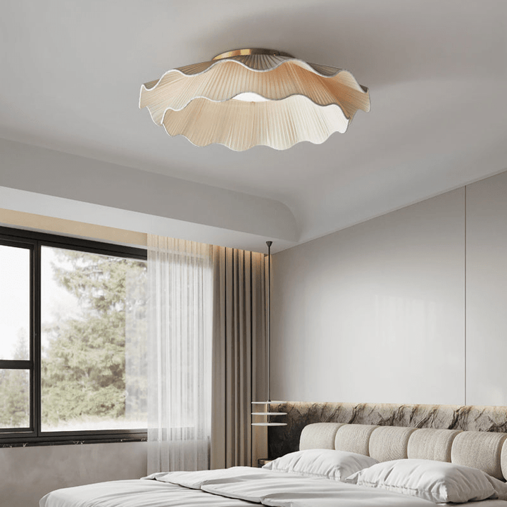 Mylirira Plafonnier en Laiton Tissu Vague Élégance Premium - Neutralighting